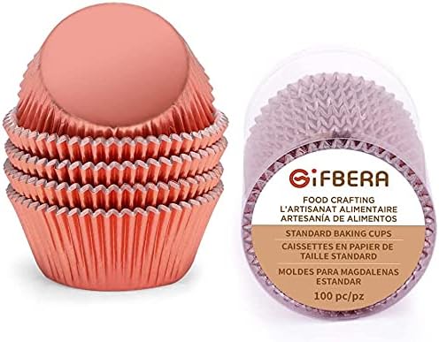  Fbera Gold Foil Muffin Cupcake Liners/Baking Cups Standard Size, 100-Count