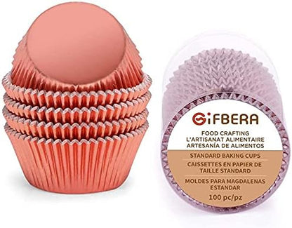  Fbera Gold Foil Muffin Cupcake Liners/Baking Cups Standard Size, 100-Count
