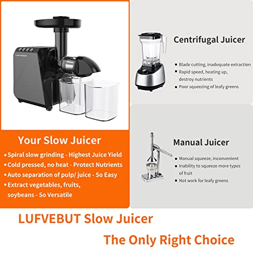  Cold Press Juicer Extractor With Reverse Function & Overheat Protection, Slow Juicer For Fruits And Vegetables, Easy To Assemble And Clean Juice Extractor With Quiet Motor & BPA Free, 2 Speed Modes