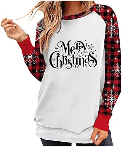  Womens 2022 Fall Fashion Tops Cute Loose Tops Sweatshirts Long Sleeve Christmas Print Fashion Pullover Top Fall Clothes