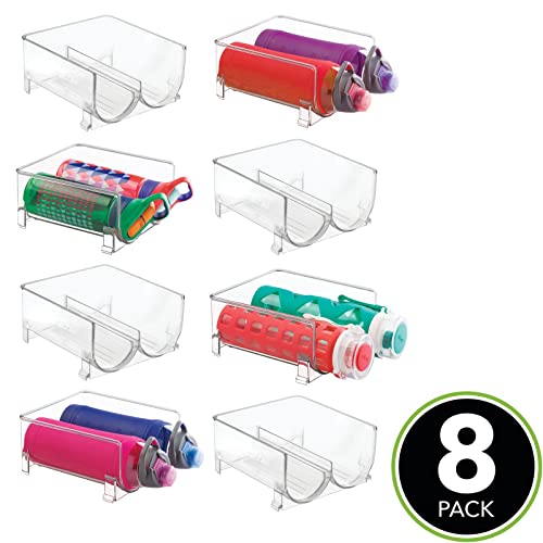  MDesign Plastic Stackable 2 Bottle Storage Holder Rack - Bottle Organizer For Home, Kitchen Countertop, Cabinet, And Pantry - Holds Water Bottles For Storage, Perfect For Tumbler Cup - 8 Pack - Clear