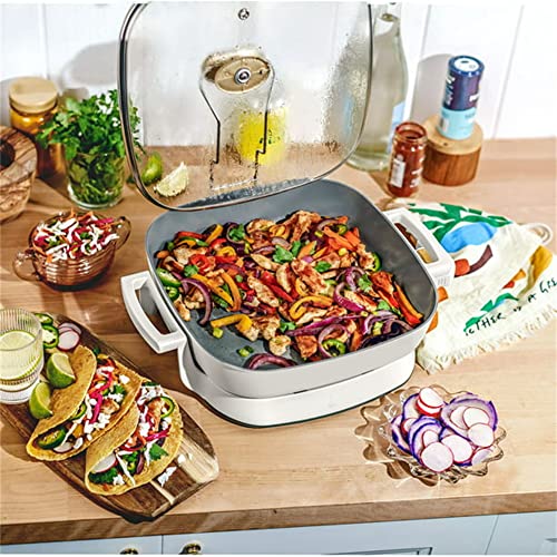 GENERIC 5-in-1 Electric Expandable Skillet, White Icing, Up To 7 QT