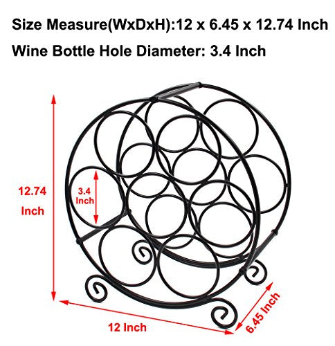  7 Bottles Freestanding Countertop Metal Wine Rack Small Wine Bottle Holders Stands, Black