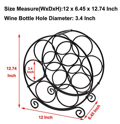  7 Bottles Freestanding Countertop Metal Wine Rack Small Wine Bottle Holders Stands, Black