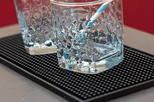  | Black Bar Mats Set Of 2 (12x6 Inches) | Drying, Durable And Stylish Spill Mats For Bars, Restaurants, Coffee Shops, Bar Mats For Countertop And Table Top, Non-Spill & Non-Toxic Mats