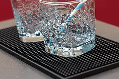 | Black Bar Mats Set Of 2 (12x6 Inches) | Drying, Durable And Stylish Spill Mats For Bars, Restaurants, Coffee Shops, Bar Mats For Countertop And Table Top, Non-Spill & Non-Toxic Mats