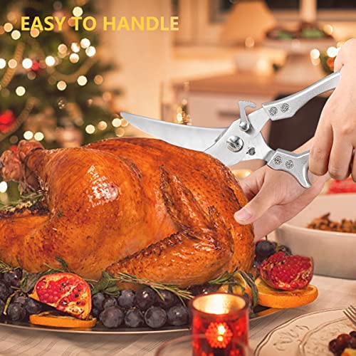  Stainless Steel Kitchen Shears,Ultra Sharp Heavy Duty Metal Poultry Scissors With Safety Lock For Cutting Come Apart Meat,Seafood,Chicken,Fish,Turkey,Barbecue,Vegetables,Herbs (Metal Handle)