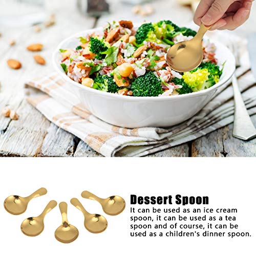  5pcs Mini Scoop For Canisters, Gold Mini Spoon Candy Scoops Stainless Steel Short Handle Spoon Salt Spoons Condiments Spoon Dessert Spoon