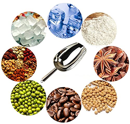  Metal Ice Scoop 6 Ounces, Small Stainless Steel 8.25 Inch Food Scoops For Kitchen Party Bar Wedding, Heavy Duty & Anti Rust, Superb Mirror Polish Surface, Easy Clean & Dishwasher Safe. By Kenbutsu.