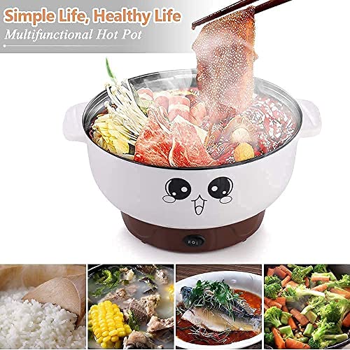  110 V,4 In 1 Multifunction Electric Skillet,Non-Stick Hot Pot,Stainless Steel Rice Cooker/Noodle Cooker,Portable Frying Pan & Roaster,Mini Stockpot With Lid.