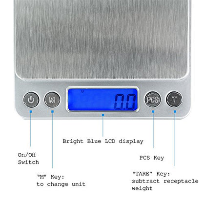  Smart Digital Multifunction Stainless Steel Jewelry & Kitchen Food Scale, APL1358