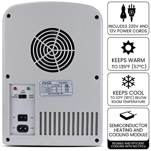 Coca-Cola Diet Coke DC04 4 Liter/4.2 Quarts 6 Can Portable Mini Cooler/Fridge, Beverages, Baby Food, Skincare And Medications-Use At Home, Office, Dorm, Car, RV Or Boat-with AC & DC Plugs, Gray