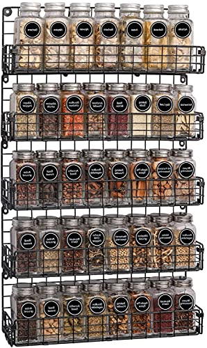  X-cosrack Spice Rack Organizer Wall Mounted 5-Tier Stackable Hanging Spice Jars Storage Racks,Great For Kitchen And Pantry,Up To Storage 48 Jars(Patent No.:D909138S)