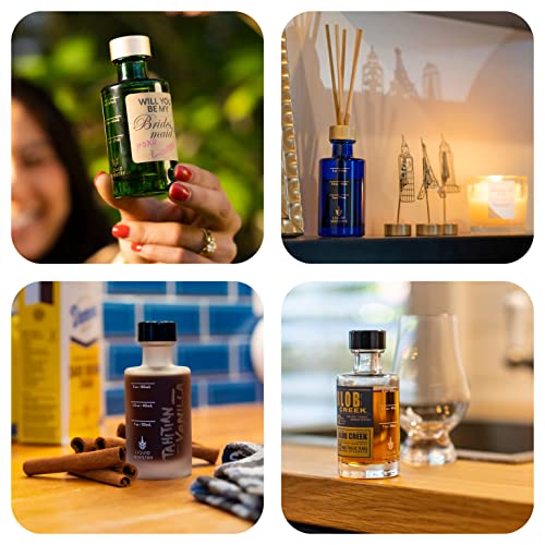  (12-pack) 2.4oz / 70mL Glass Small Sample Bottles Clear Color With Capacity Markings, Lids, And Brush | 2 Oz+ Leak Proof & Perfect For Whiskey, Oils, Travel, Juice, & More