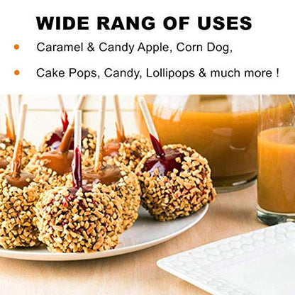  Wooden Candy Apple Skewer Sticks, 6mm 5.25inch Natural Bamboo Skewers BBQ Caramel Apple Sticks Cotton Candy Stick Rock Candy Stick Skewer Semi Pointed Lollipop Sticks Barbecue Corn Dog