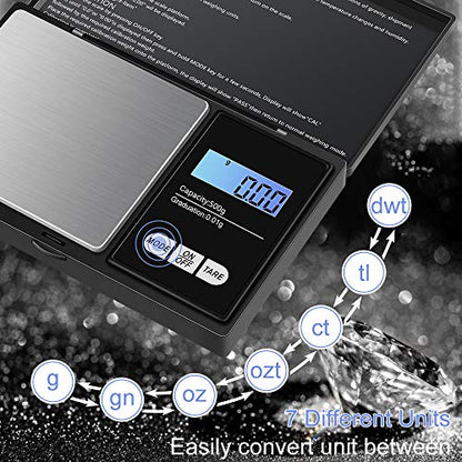  Pocket Gram Scale 500g X 0.01g, [7 Units] Diyife® Digital Grams Scale, Small Ounce Scale, Stainless Steel Jewelry Scale With Tare, Auto Off, LCD Back-Lit, Batteries Included