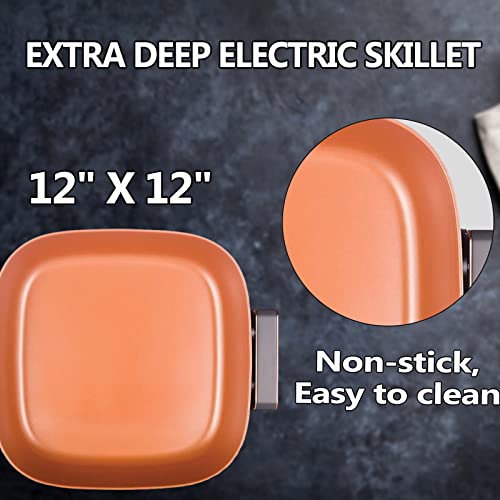  Extra Deep Electric Skillet Nonstick - Serves 3 To 5 People (6Qt.)
