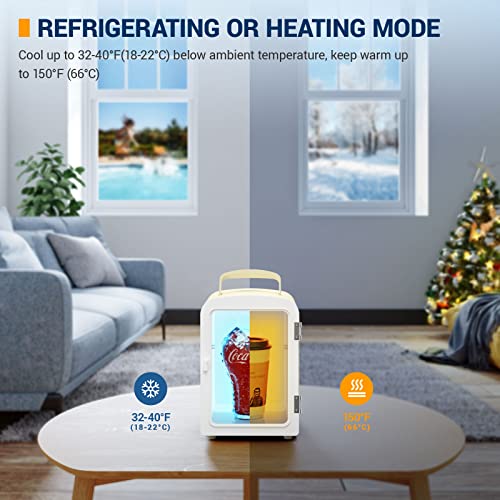  Mini Fridge Portable AC/DC Powered Thermoelectric System Cooler And Warmer 4 Liter/6 Can For Cars, Homes, Offices, And Dorms,Yellow (Renewed)