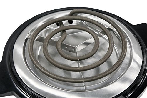 SB-300X Single Countertop Coiled Burner, 1000 Watts Electric Hot Plate, Temperature Controls, Power Indicator Lights, Easy To Clean, Black