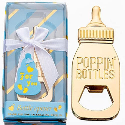  24Packs Golden Baby Bottle Openers For Baby Shower Favors Gifts, Decorations Souvenirs, Poppin Bottles Openers With Exquisite Gifts Box Used For Guests  Gender Reveal Party Favors (white, 24)