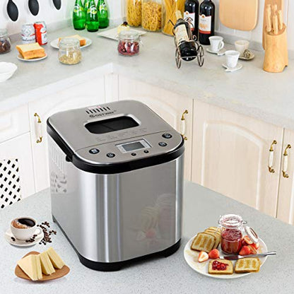  COSTWAY 2 LB Bread Maker Automatic Programmable Multifunctional Bread Machine With 15 Programs, 3 Loaf Sizes, 3 Crust Colors, 15 Hours Delay Timer, 1 Hour Keep Warm (15 Programs 710W)