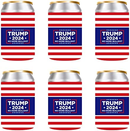  Can Cooler Sleeve (6 Pack) 12 Oz Neoprene Collapsible Cooler Can, Insulated Can Holder, 4mm Thick Beer &Soda Can Cover, Police Cooler Can Covers(Tie - Dye Mix)