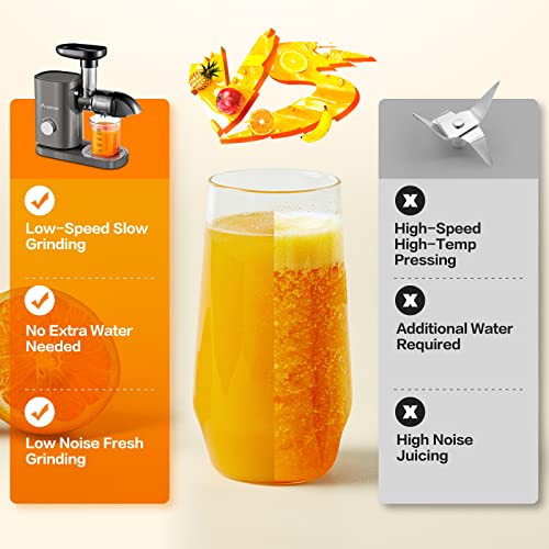  Juicer Machines, AAOBOSI Slow Masticating Juice Extractor For Fruit And Vegetable - Delicate Crushing Without Filtering - Cold Press Juicer With Quiet Motor/Reverse Function/Brush