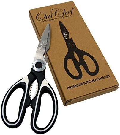  Kitchen Shears, Chef Scissors, Poultry Shears, Meat Shears, Kitchen Scissors With Premium Stainless Steel Blades & Sure-Grip Ergonomic Handles (White-Single)