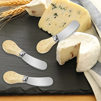  8 Pieces Cheese Spreaders With Wooden Handle, LyfLux Stainless Steel Butter Spreaders, Sandwich Cream Cheese Cake Condiment Spreaders, 4.7 Inch