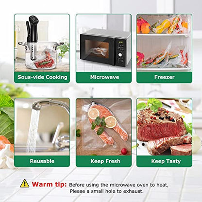  200 Pcs Vacuum Sealer Bags 4 X 6 Inch Vacuum Seal Bags For Food Sealer Bags Heavy Duty Puncture Prevention, Boilsafe To 280°F Freezable, BPA Free, Commercial Grade Fit For Sauce Pack, Snack, Spices, Etc
