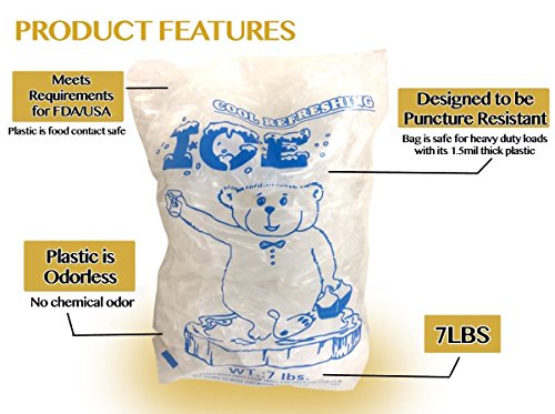  AquaNation - 7lbs BPA Free Food Grade Safe Plastic Ice Bags (Pack Of 100) Puncture Proof 8 X 22 Inch (1.5 Mil) With Twist Ties