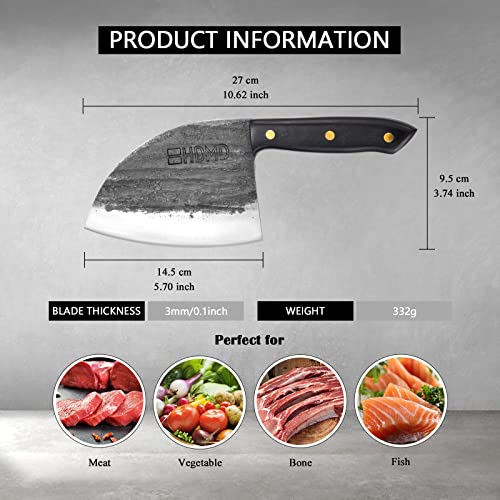  Serbian Chefs Knife Hand Forged Knives Cleaver Knife For Meat Cutting, Full Tang High Carbon Steel Butcher Knife, Kitchen Cleaver Knife For Home Or Outdoor Cooking, Camping, BBQ
