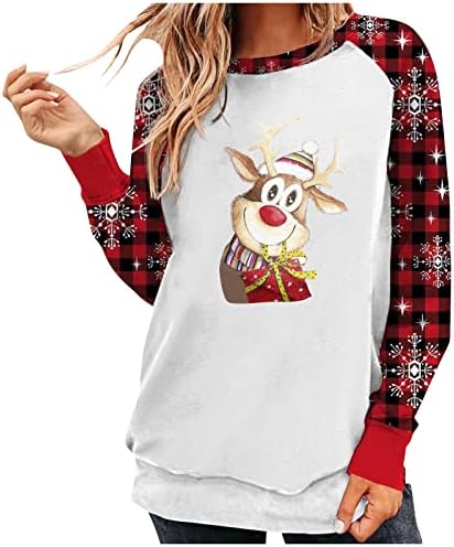  Womens Crewneck Sweatshirt Cute Plus Size Sweatshirts Long Sleeve Christmas Print Loose Tops Pullover Top Streetwear