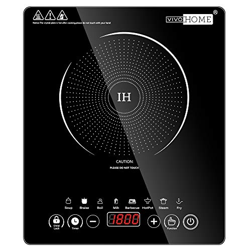  120V 1800W Electric Portable Induction Cooktop With 8 Preset Buttons, Sensor Touch Countertop Burner With 180-Min Countdown Timer And 0-24H Timing Start, 140-460℉ Temperature Adjustable