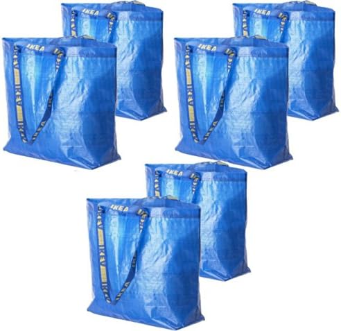  6 Ikea Frakta Shopping Bags 10 Gal Blue Tote Multi Purpose Durable Material