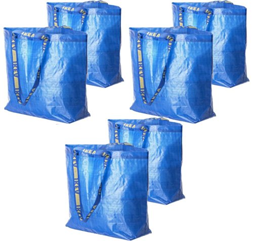  6 Ikea Frakta Shopping Bags 10 Gal Blue Tote Multi Purpose Durable Material