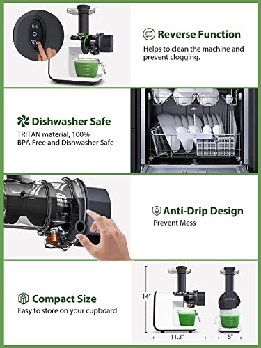  Slow Juicer, Cold Press Juicer, BPA Free Juicer Machines Easy To Clean,Cold Press Juicer With Quiet Motor & Reverse Function, Masticating Juicer For Vegetable And Fruit