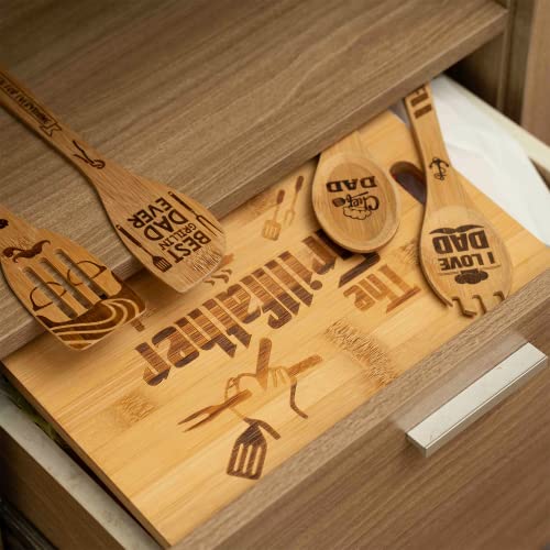  Fathers Day Gifts, Gifts For Dads, Dad Cutting Board, The Grillfather The Man The Myth The Legend - Dad Gifts On Birthday Engraved Board Gift Set For Papa, Stepfather, Godfather 9.4 X13.4"