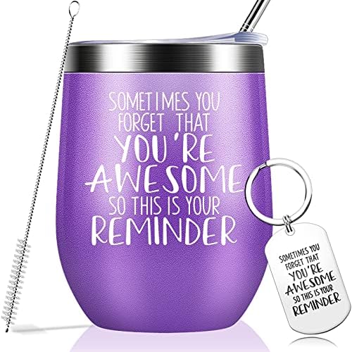 Sometimes You Forget That You Are Awesome - Thank You Gifts, Funny Birthday Cup Inspirational Gifts For Women, Men, Coworker, Friends - Vacuum Insulated Tumbler With Keychain Glitter 12oz