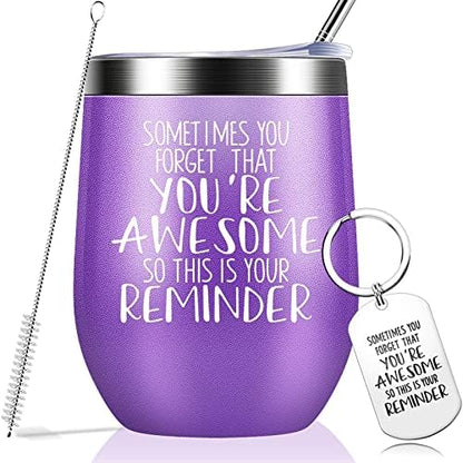  Sometimes You Forget That You Are Awesome - Thank You Gifts, Funny Birthday Cup Inspirational Gifts For Women, Men, Coworker, Friends - Vacuum Insulated Tumbler With Keychain Glitter 12oz