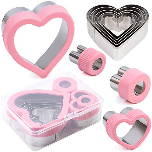  Heart Cookie Cutter Set,9 Piece Heart Shapes Stainless Steel Cookie Cutters Mold For Cakes Biscuits And Sandwiches,0.98"/1.45"/1.57"/1.96"/2.04"/2.32"/2.75"/3.18"/3.74" Assorted Sizes