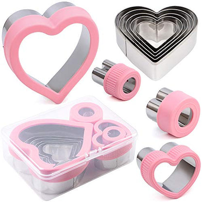  Heart Cookie Cutter Set,9 Piece Heart Shapes Stainless Steel Cookie Cutters Mold For Cakes Biscuits And Sandwiches,0.98"/1.45"/1.57"/1.96"/2.04"/2.32"/2.75"/3.18"/3.74" Assorted Sizes