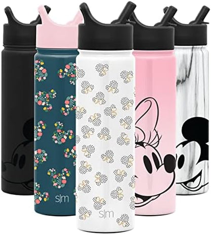  Disney Water Bottle With Straw Lid Vacuum Insulated Stainless Steel Metal Thermos | Gifts For Women Men Reusable Leak Proof Flask | Summit Collection | 22oz Minnie Mouse Dots