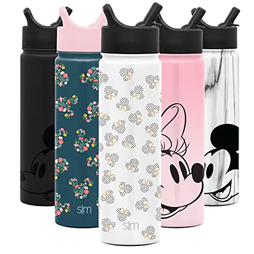  Disney Water Bottle With Straw Lid Vacuum Insulated Stainless Steel Metal Thermos | Gifts For Women Men Reusable Leak Proof Flask | Summit Collection | 22oz Minnie Mouse Dots