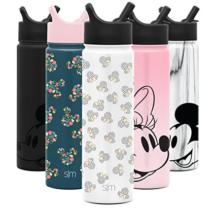  Disney Water Bottle With Straw Lid Vacuum Insulated Stainless Steel Metal Thermos | Gifts For Women Men Reusable Leak Proof Flask | Summit Collection | 22oz Minnie Mouse Dots