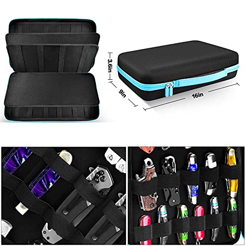  Knife Display Case For 66+ Pocket Knives. Folding Knife Holder, Butterfly Knives Storage Organizer, Knives Roll Collection Pouch Carrier Bag For Survival Tactical Outdoor For EDC Mini Knife (Box Only)