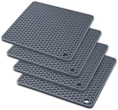  Silicone Trivet Mats - Pot Holders - Drying Mat Our Potholders Kitchen Tools Is Heat Resistant To 440°F, Non-Slip Durable Flexible Easy To Wash And Dry And Contains 4 Pcs By Q's INN.