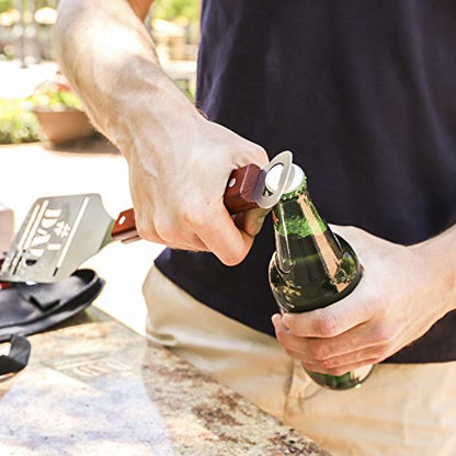  BBQ Grill Tools Set Gift For Dad, 4 Piece Set, Number 1 Dad Tongs, Spatula, Digital Thermometer And Case
