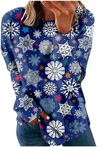  Womens Causal Loose Crewneck Cute Long Sleeve Crew Neck Christmas Print Plus Size Sweatshirts Pullover Top Fall Clothes