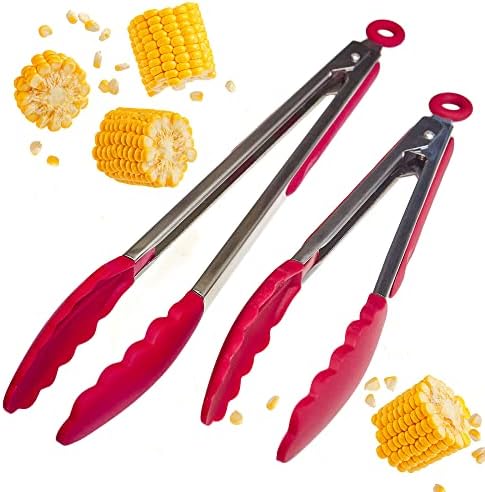  Ium Silicone Kitchen Tongs For Cooking Set (9" & 12" Gray Black) - Stainless Steel Tongs For Cooking With Silicone Tips - Non-Stick, High Heat Resistant Silicone Tongs (600°F)